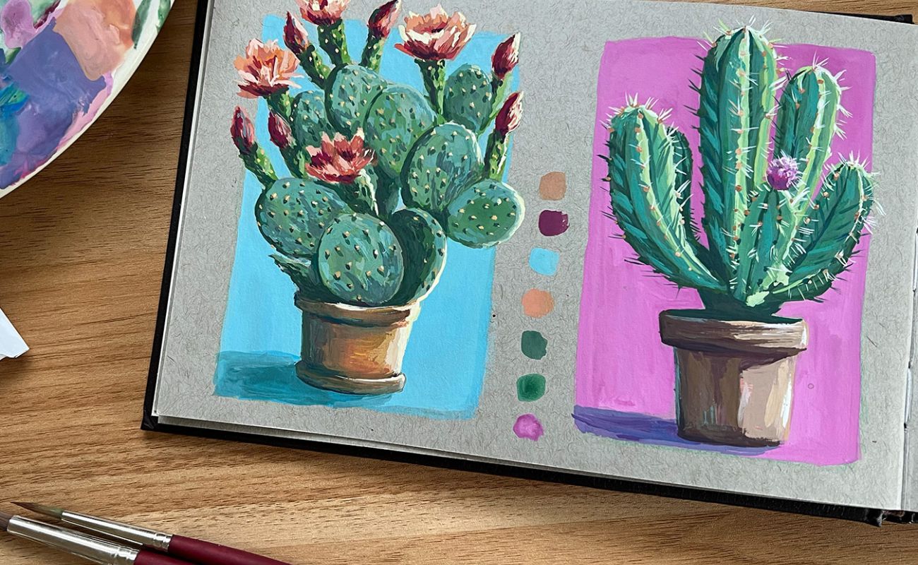 Gouache cactuses by Sofia Paven Macias