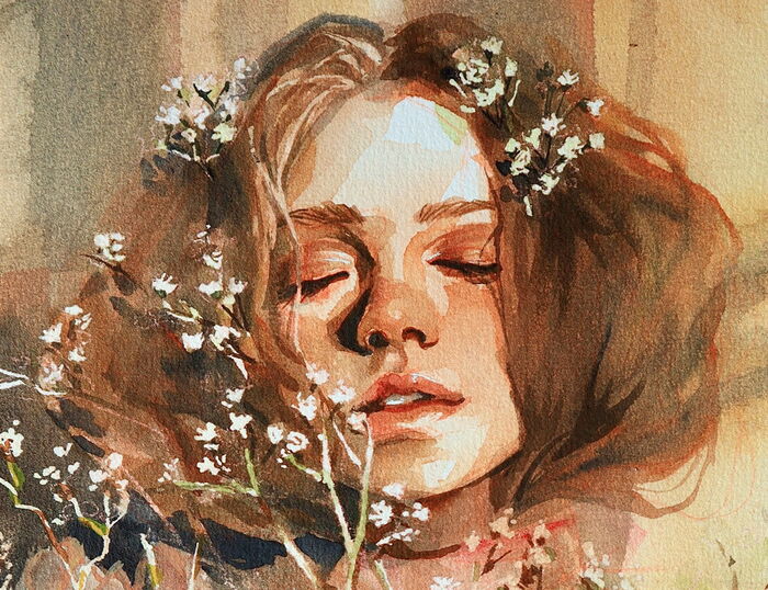 Watercolor Portrait Painting by Hazylle Mae