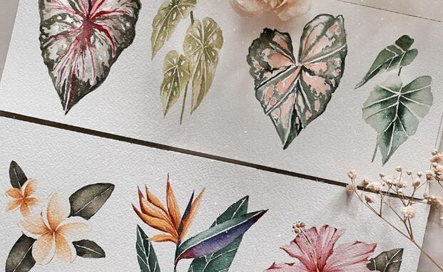 Tropical Botanicals in Watercolor Example