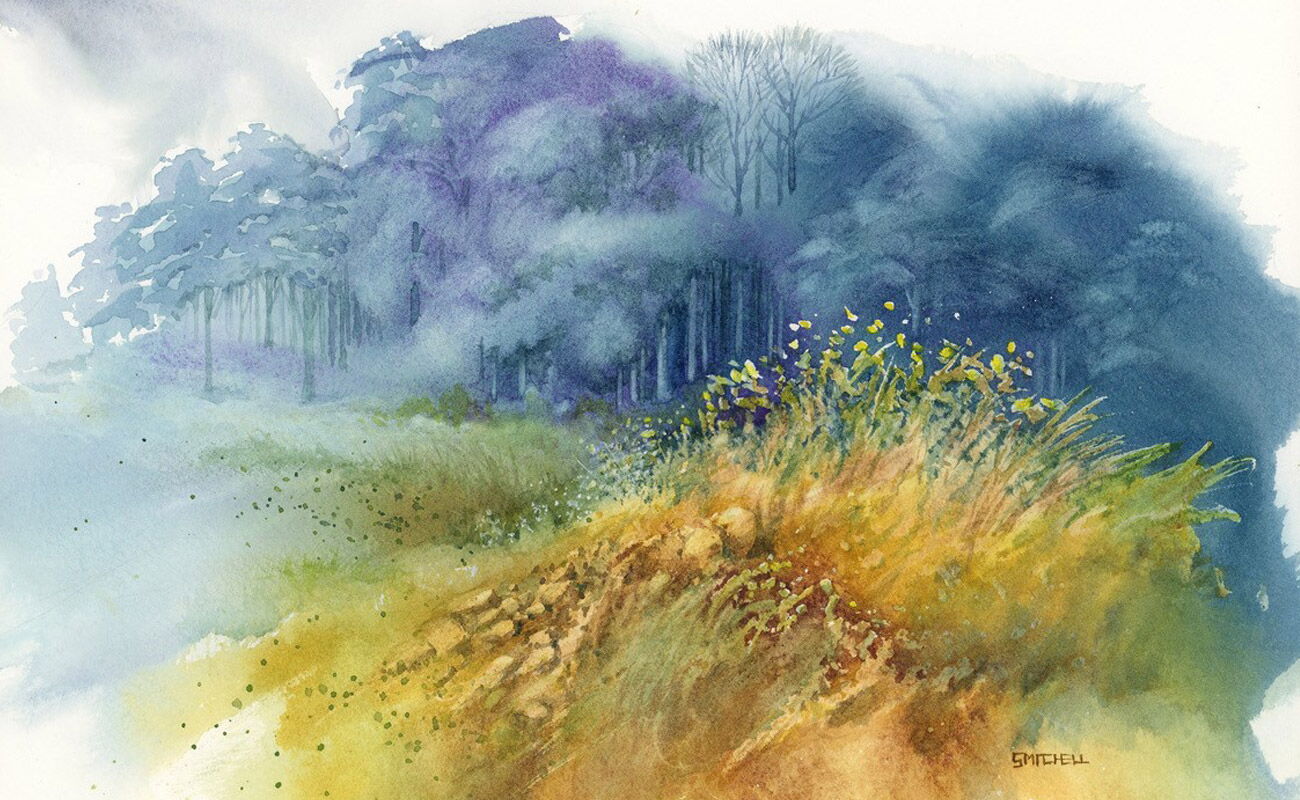 Spontaneous watercolor landscape