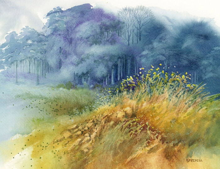 Spontaneous watercolor landscape
