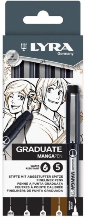 Pack of MangaPen pens, with two characters on the package